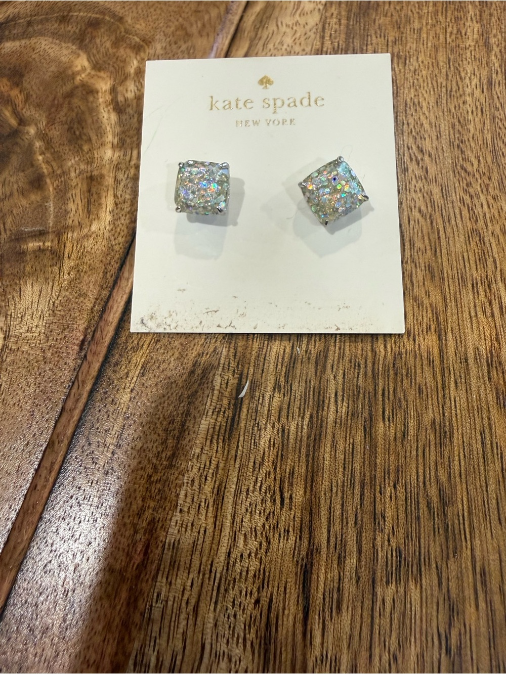 kate spade iridescent glitter square stud earrings - multi